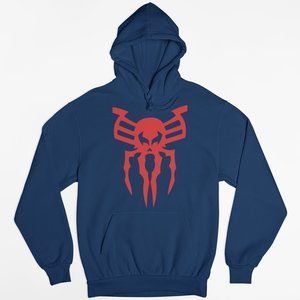NEW Spiderman 2099 Big Logo Fleece Pullover Hoodie NAVY